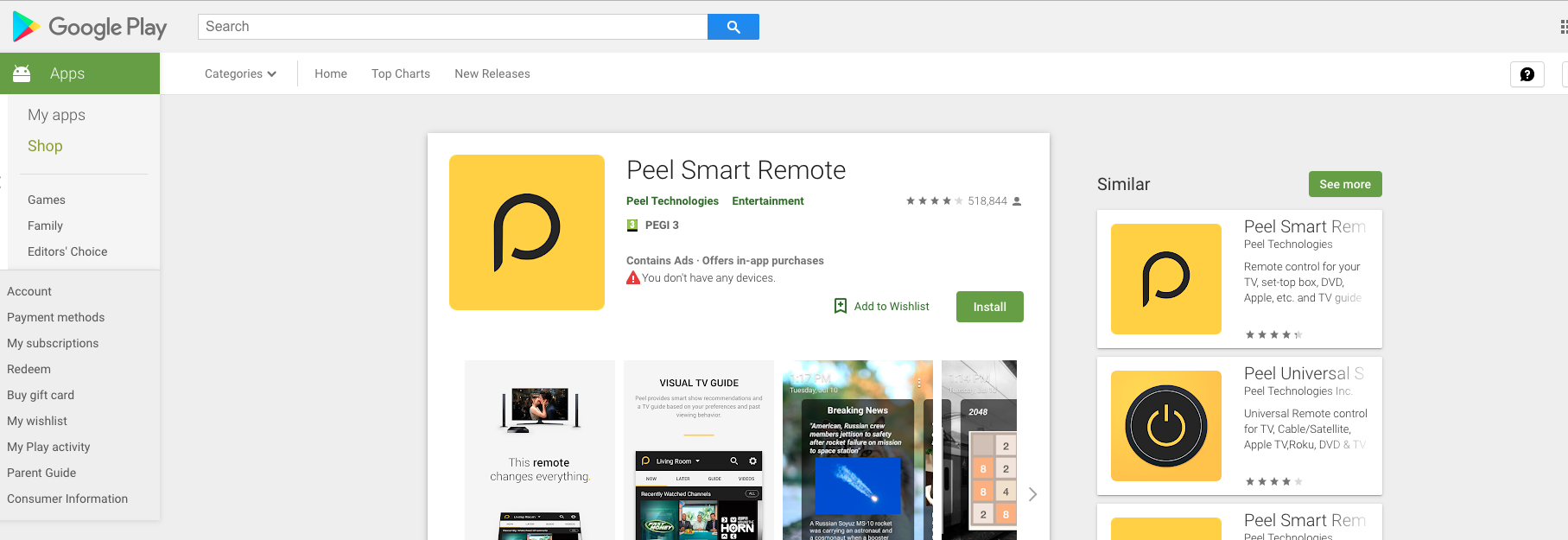 Peel Remote Ads