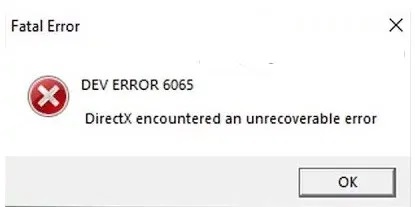 dev error 6065 Modern Warfare