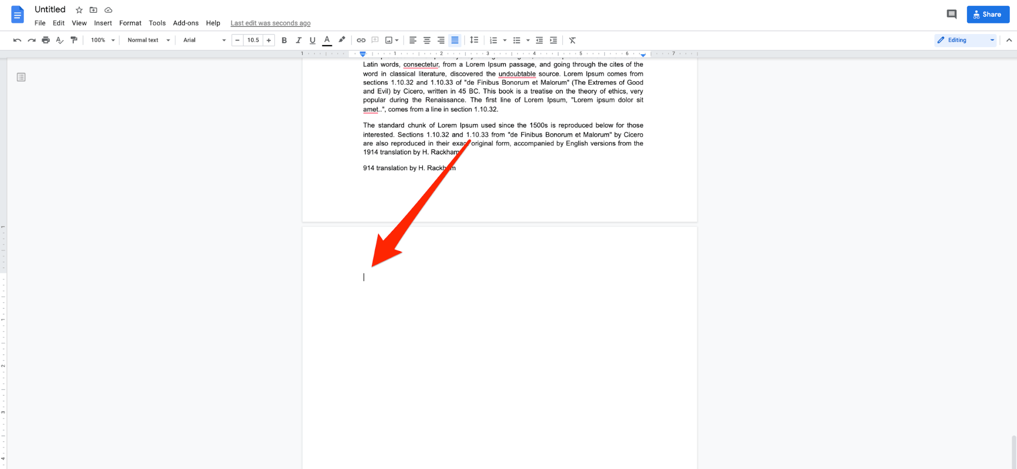In Google Docs, how do I delete a page?